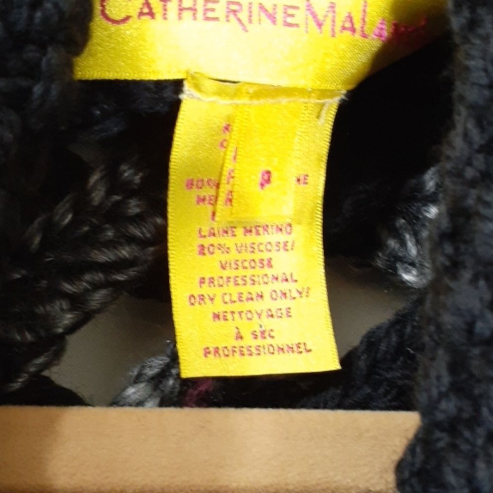 Vintage Catherine Malandrino Wool Cable Knit Fringe Duster Cardigan Small Boho - Picture 5 of 8